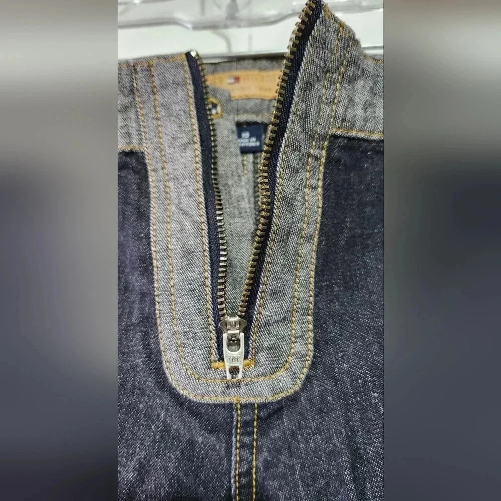 Tommy Hilfiger Dark Wash Flared Denim Pants | Size 10 | Retro Zip & Circle Pocke